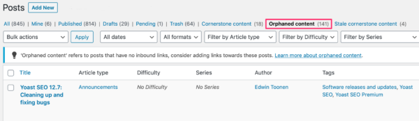 Yoast SEO Premium: Orphaned Content Finder for Improved Internal Linking